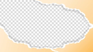 Şeffaf bir arkaplanda yırtılmış beyaz kağıt