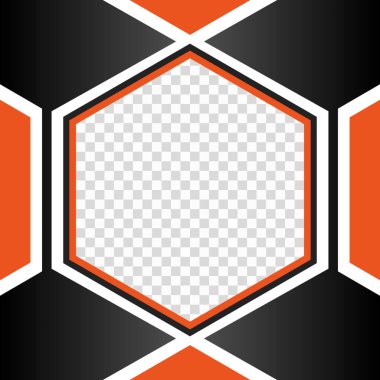 Şeffaf arkaplanda Twibbon siyah altıgen çerçeve