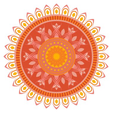 Kırmızı ve Sarı Renkli Çiçek ve Güneş Işığı Tasarımı ile Canlı Mandala