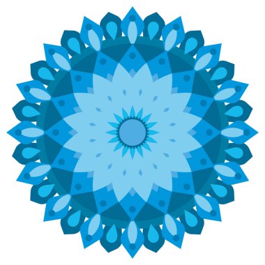 Simetrik Çiçek ve Geometrik Elementlerle Soyut Mavi Mandala Deseni