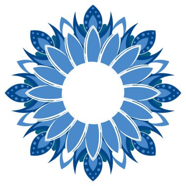 Dairesel Düzende Simetrik Desenli Mavi Mandala Tasarımı