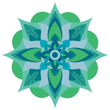 Karışık Mavi ve Yeşil Mandala ve Yaprak ve Çiçek desenleri