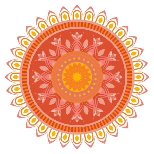 Kırmızı ve Sarı Renkli Çiçek ve Güneş Işığı Tasarımı ile Canlı Mandala