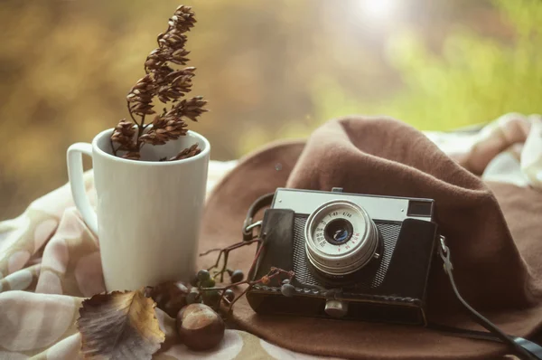 Eski fotoğraf makinesi ile Retro kompozisyon