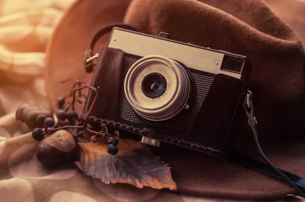 Vintage natürmort eski fotoğraf makinesi ile
