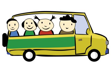 Aile gezisi araba Karikatür