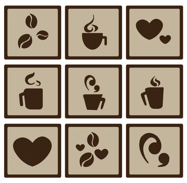 Platte koffie pictogrammen — Stockvector