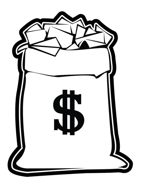 Big Bag with  dollars — Stock Vector