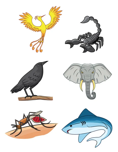 Grupo de seis animales — Vector de stock