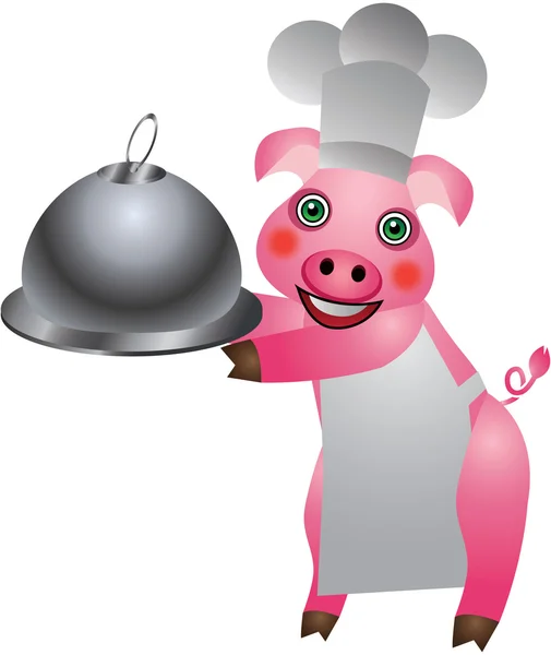 Chef Varken Vector Cartoon Illustratie — Stockvector