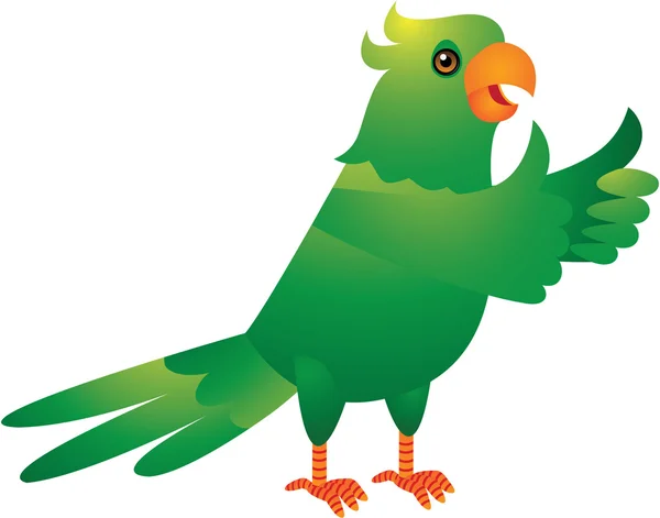 Green Parrot Vector Cartoon Illustration — Stock Vector