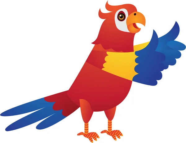 Red Blue Yellow Parrot Vector Cartoon Illustration — Stock Vector