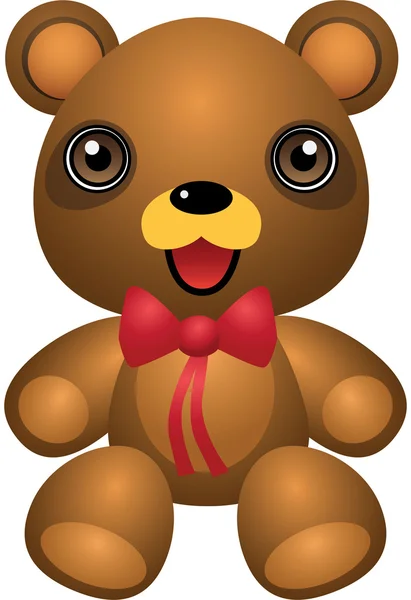 Teddy Bear Ribbon Vector Ilustración de dibujos animados — Archivo Imágenes Vectoriales