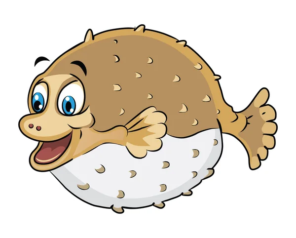 Puffer Fish Cartoon Illustration — Stock Vector