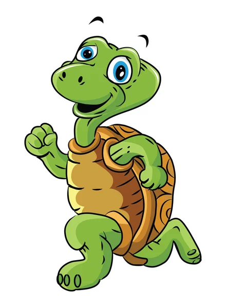 Turtle Run Cartoon Illustration — Stock Vector