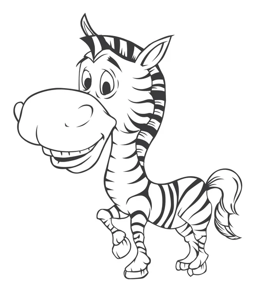 Cartone animato Zebra in bianco e nero — Vettoriale Stock