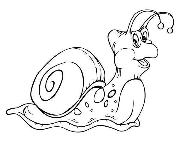 Caracol blanco y negro de dibujos animados — Vector de stock