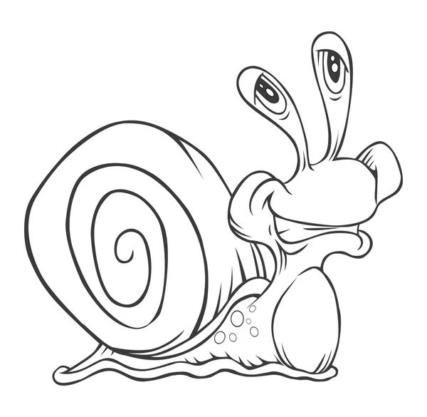 Black and white Snail Cartoon — Stock Vector