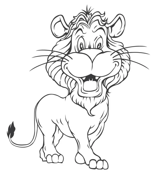 Black and white Lion Cartoon — Stock Vector