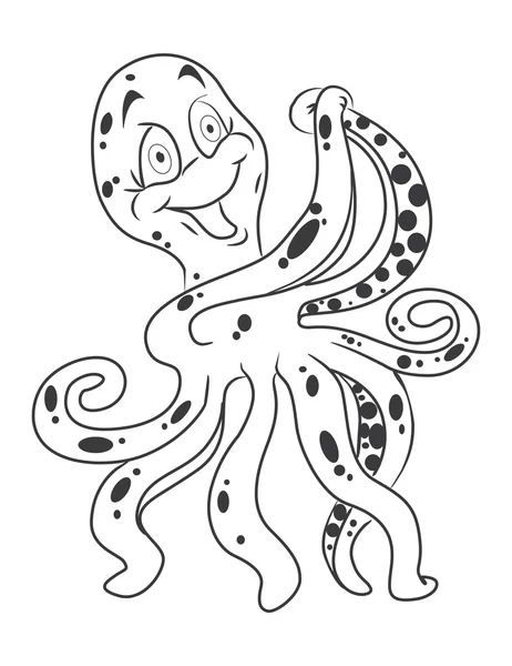 Oktopus Cartoon Illustration — Stockvektor