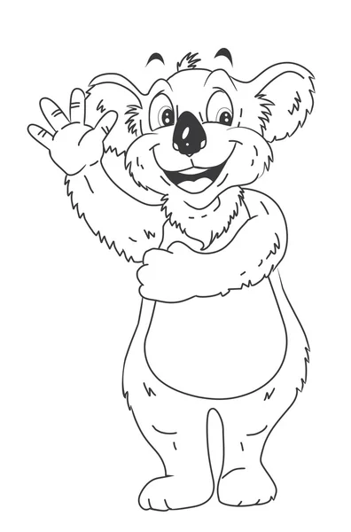 Μαύρο και άσπρο Koala κινουμένων σχεδίων — Διανυσματικό Αρχείο