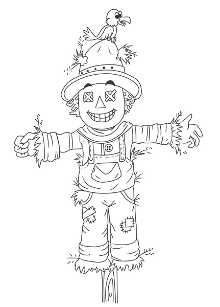 Black and white scarecrow — Stock Vector