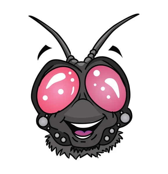 Vliegen insect hoofd Cartoon — Stockvector
