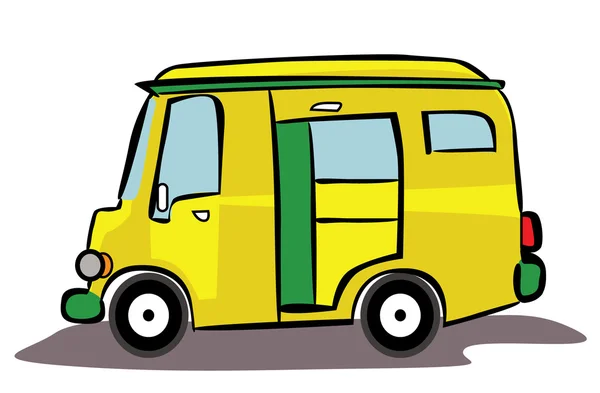 Amarelo Van Car Cartoon — Vetor de Stock