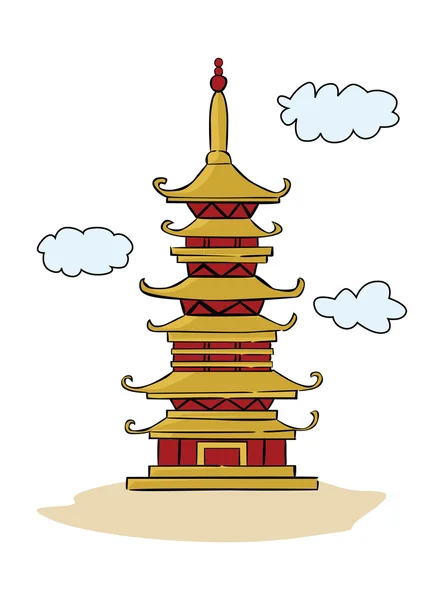 Kinesiska tempel Pagoda — Stock vektor