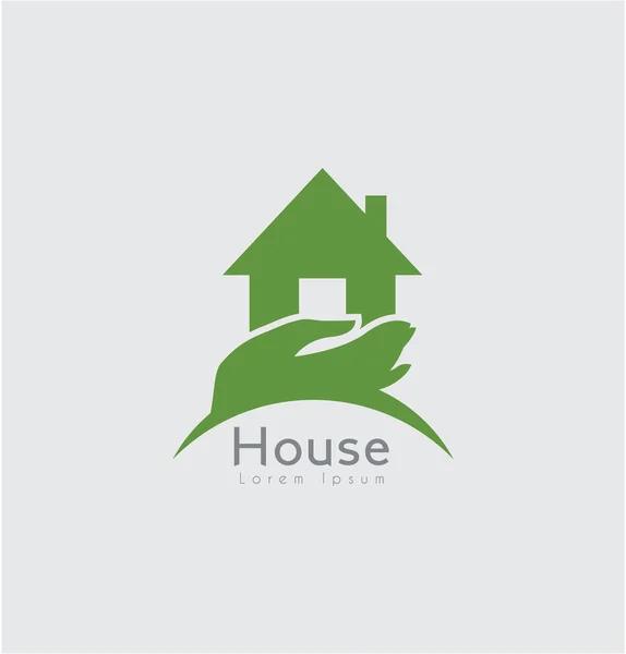 Зеленый дом вручную — стоковый вектор