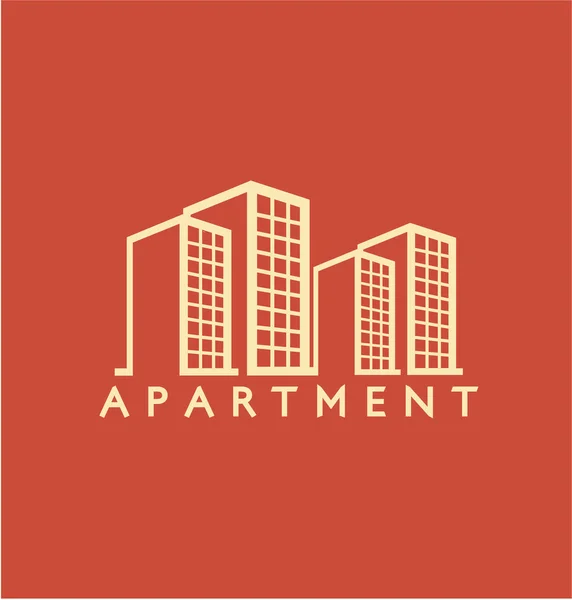 Symbole d'appartement avec couleur plate — Image vectorielle