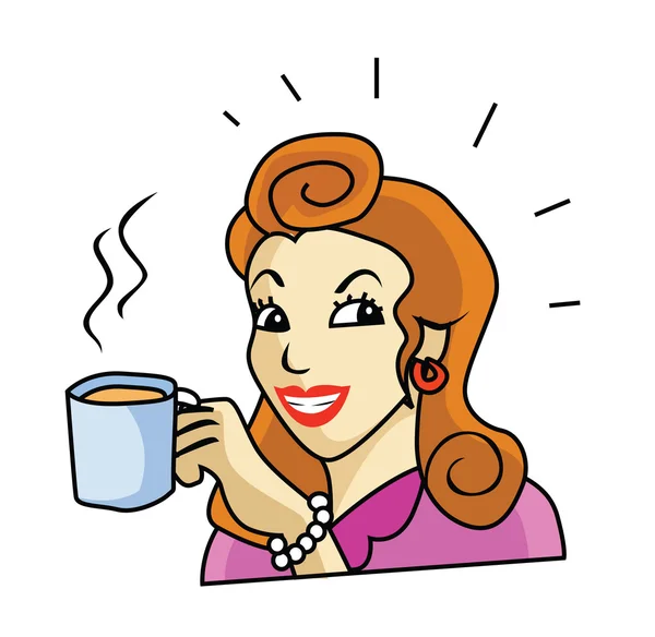 コーヒーを飲む女性 — ストックベクタ