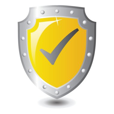 Yellow shield : Right Winner concept. clipart