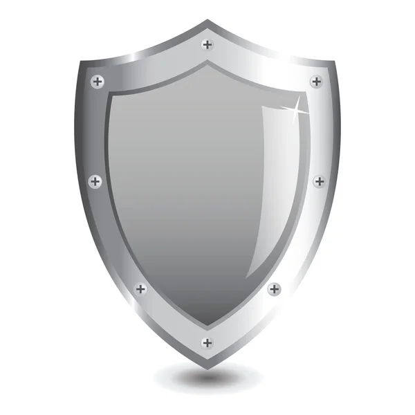 Zilveren shield: Powefull concept. — Stockvector