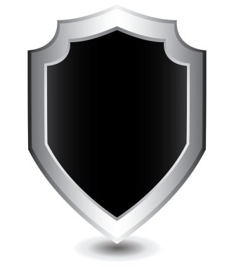 Vektör çizimi siyah ünlem işareti kalkan: karanlık kavramı.