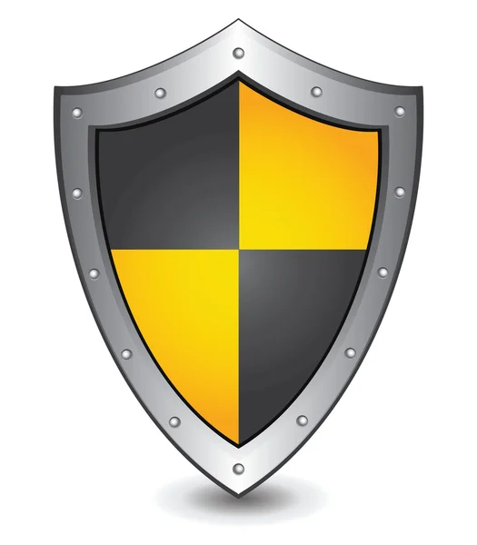 Ilustración vectorial del escudo amarillo negro: concepto de seguridad . — Vector de stock