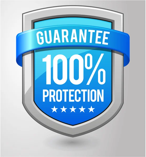 100 percent protection blue shield. — Stock Vector