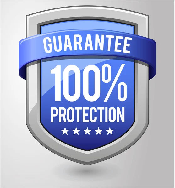 100 percent protection blue shield. — Stock Vector