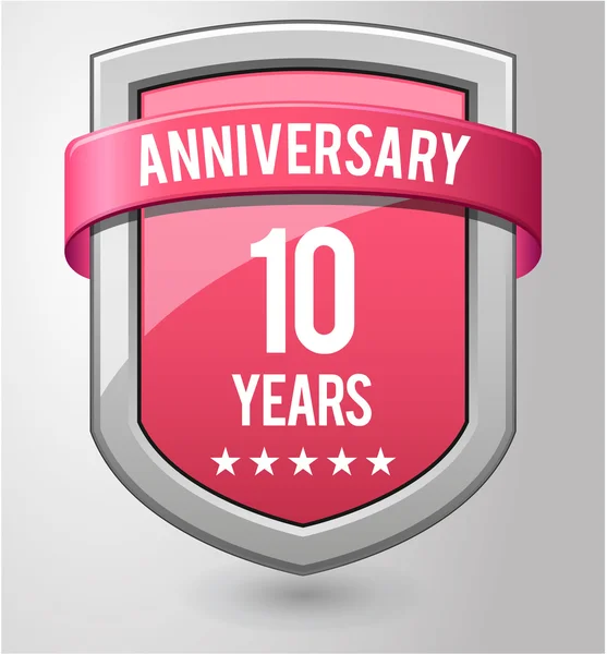 Bouclier 10 ans anniversaire — Image vectorielle