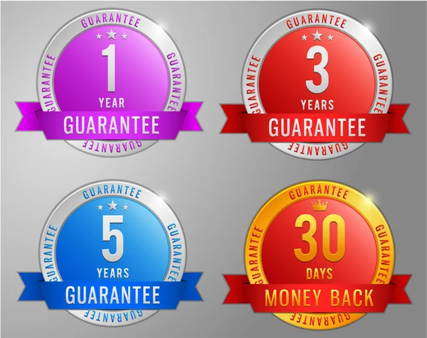 Guarantee, money back labels set — Stock Vector