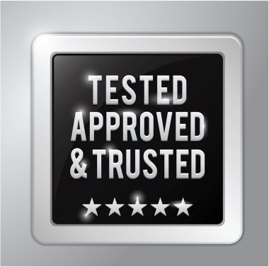 Test, onaylandı ve güvenilir kare rozeti