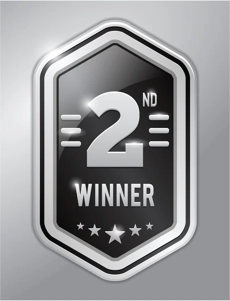 Tweede winnaar zilveren badge — Stockvector