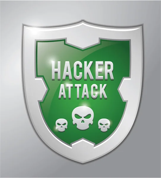 Hacker attack shield — Stock Vector