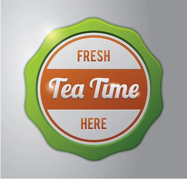 Insignia de té: Hora del té fresco — Vector de stock