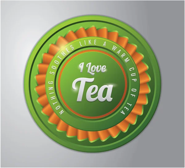 Tea badge: Jag älskar te — Stock vektor