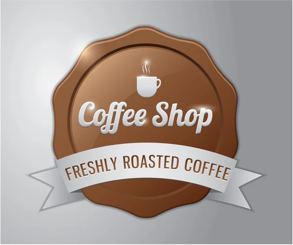Distintivo caffè: caffetteria, caffè appena tostato — Vettoriale Stock