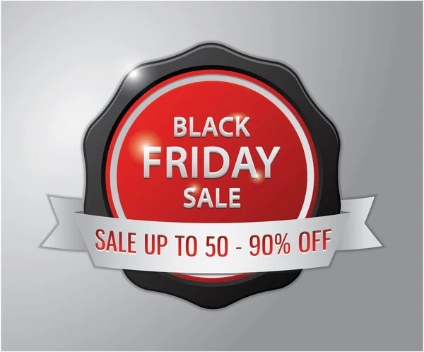Insignia de la venta del viernes negro: venta hasta 50 - 90% Off — Archivo Imágenes Vectoriales