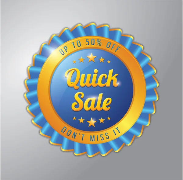 Sell blue gold badge : Quick sale, Don't Miss It — Stock Vector