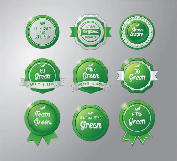 Groene badge collectie — Stockvector