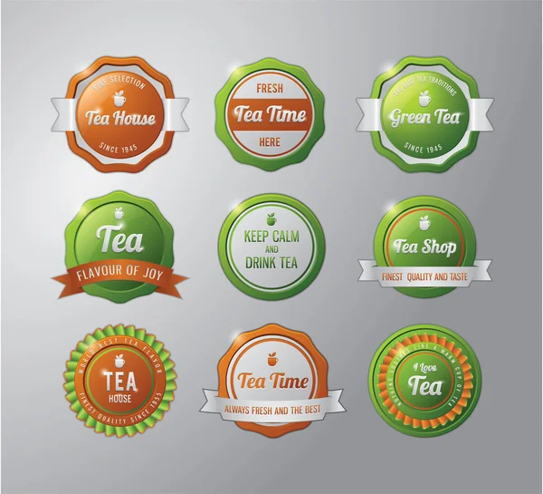 Tea badge samling — Stock vektor